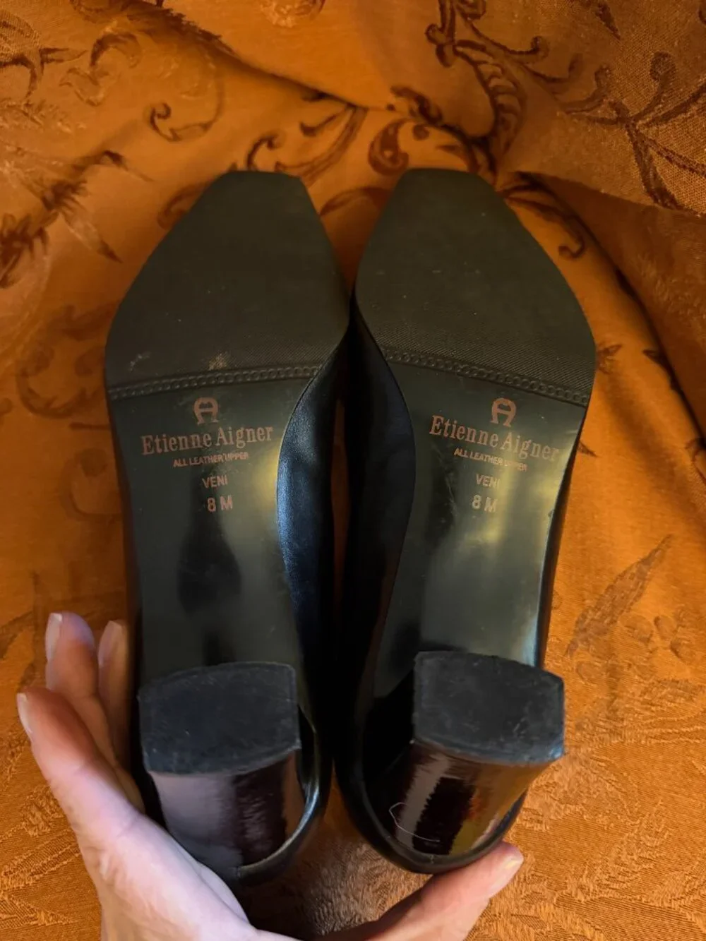 Vintage Etienne Aigner Black Veni Leather Pumps Sz 8